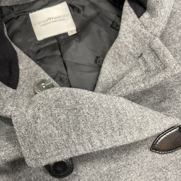 Marisa Minicucci Coat Gray Wool Blend Magnetic Close Swing Jacket Size 6 Hooded - Picture 7 of 15